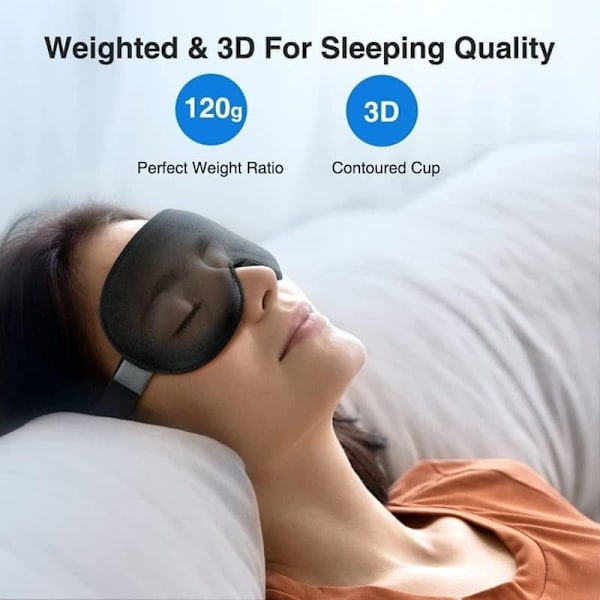 Komfortabel 3D-sovemaske med 100% mørklægning sort