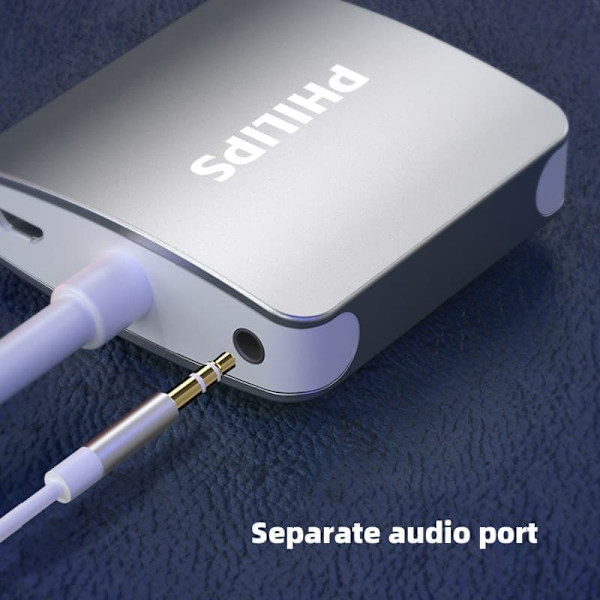 Philips HDMI till VGA-adapter med ljud - HD-videokonverterare med strömförsörjning och 3,5 mm ljudutgång för dator, bildskärm,