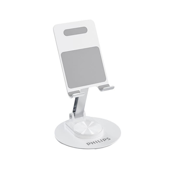 Philips DLK2311B/93 Mobilhållare för Bord | 360° Roterbar & Höjdjusterbar | Fällbart Aluminiumstativ för Surfplatta & Smartphone