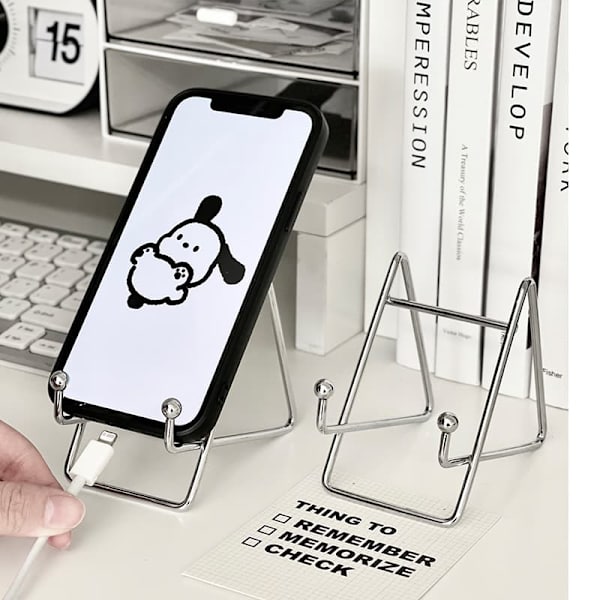 Retro mobilställ i metall | Skrivbordsstativ med konstnärlig design | Litet staffli-format ställ – Silver