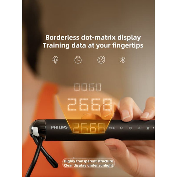 Philips smarta sladdlösa hopprep - FIT3702D, viktat träningshopprep med kaloriräknare för flickor och studenter