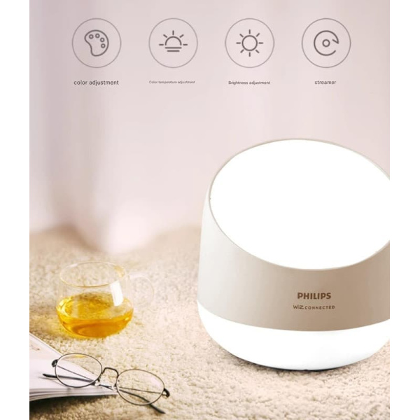 Philips Wiz sengelampe, kreativ smart bordlampe til soveværelset, der skifter farve og stemning,
