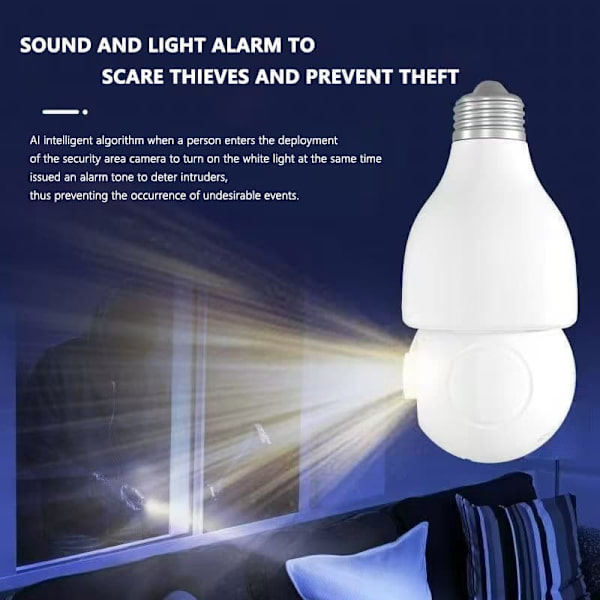 Philips Smart Bulb-kamera 5MP (TAI2440/93) – WiFi-opgraderet, 2K, tovejslyd, Cloud Storage AI Motion Detection Sikkerhedskamera til hjemmet