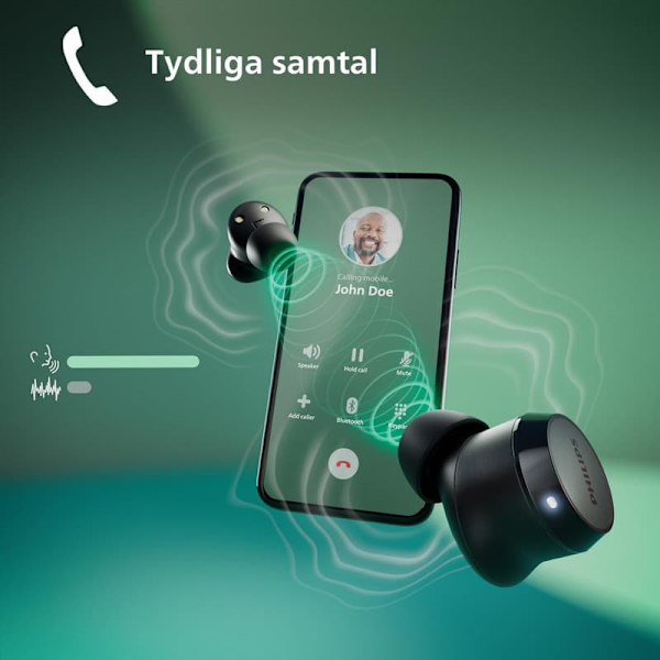 Philips TAT1209BK Äkta trådlösa In Ear Bluetooth-hörlurar Naturligt ljud med dynamisk bas, Tydliga samtal och laddfodral i fickformat -Vit (White)