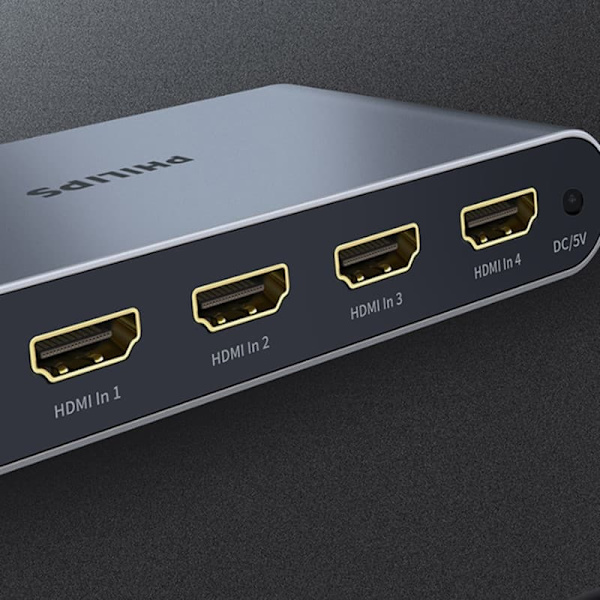 Philips HDMI Switcher Quad Input / Output 4K@60Hz HD 3D Video Display Sharing Switcher