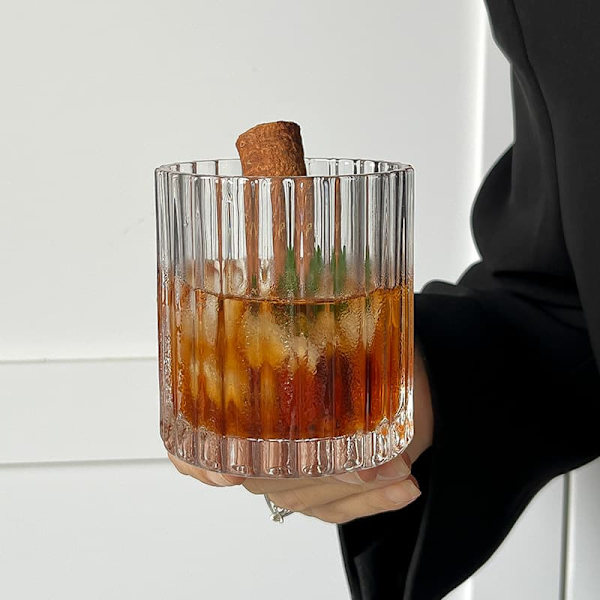 Vertikalt mönster transparent glasmugg, enkel och snygg dricksmugg