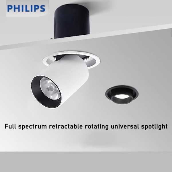 Philips töjbar COB-spotlight LED-vridbar inbyggd justerbar klädbutik teleskoplampa 6W3000K