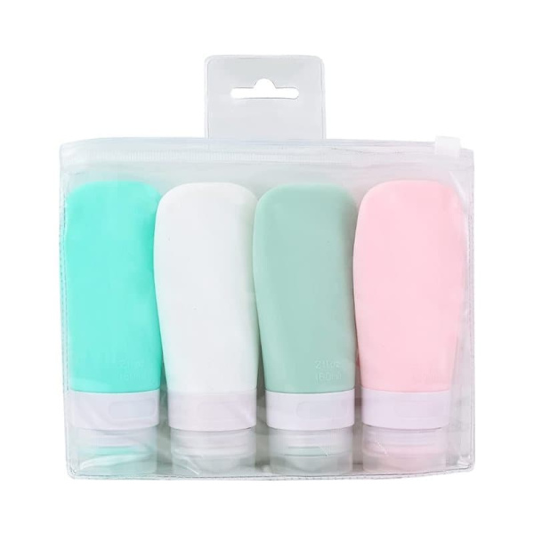 UNIQ Uudelleenkäytettävät Silikoniset Matkapullot - 4 kpl - 60ml