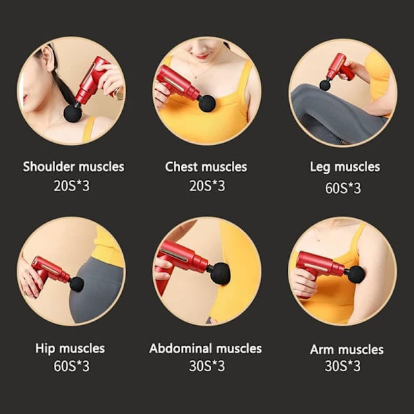 Massagepistol med 4 massagehoveder 6 gear