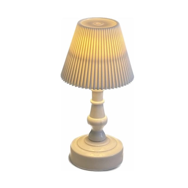 Retro keramisk bordslampa med veckad lampskärm