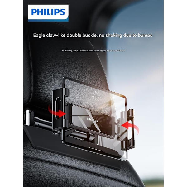 Philips nackstöd för baksätet i bilen, hållare för mobiltelefon/surfplatta, multifunktionell underhållningsresesällskap