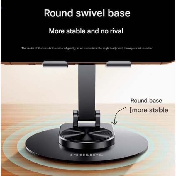 Philips mobiltelefonfäste skrivbord aluminiumlegering 360 ° roterande vikbar justerbar lyft lat fäste surfplatta dator ipad universal universal live