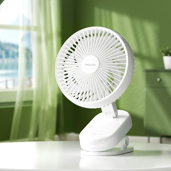 Philips liten elektrisk fläkt med klämfäste – bärbar skrivbordsfläkt, supertyst artefakt för kontorsbord och studentrumsskrivbord
