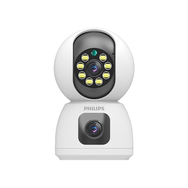 [Opgraderet version] Philips TAI3320/70 2MP Wi-Fi-sikkerhedskamera - dobbelt objektiv | Nattesyn i fuld farve | Bevægelsesdetektion | To-vejs lyd