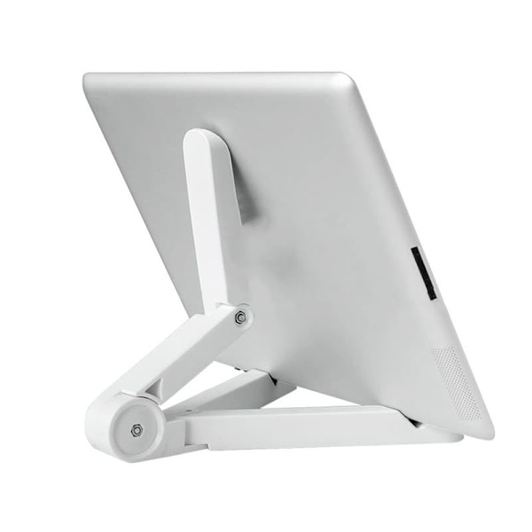 "Detta vita mobilställ med trebensdesign erbjuder stabilitet och flexibilitet i ett minimalistiskt format.