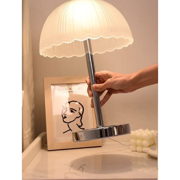 Gulvlampe med retro glas lampeskærm