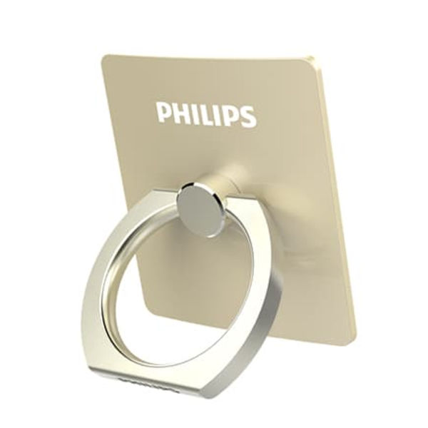 Philips DLK35003 Mobilringhållare i Guld | Universell Självhäftande Mobilstativ | Fästs på Baksidan | Enkel