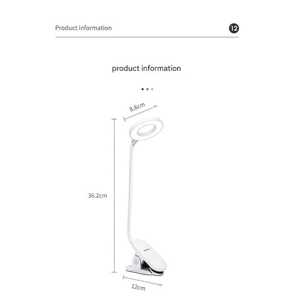 Philips genopladelig skrivebordslampe med øjenbeskyttelse, bogreol til studieboliger, artefaktclips