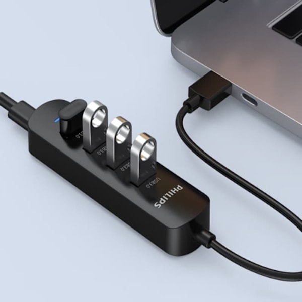 Philips USB3.0 Splitter Docking Station Høj Hastighed 4 Port HUB Hub Laptop Multi Converter 0,2 m