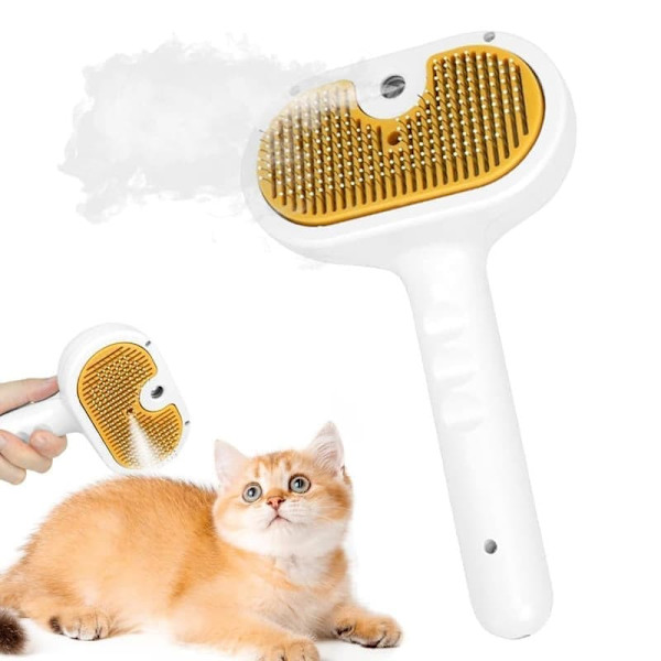 Ångborste för Katt och Hund – Borste till Husdjur - Husdjursborste –Tryckborste för djurpäls 20 x 11.5 x 8cm