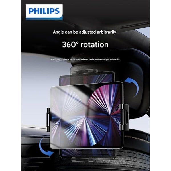 Philips nackstöd för baksätet i bilen, hållare för mobiltelefon/surfplatta, multifunktionell underhållningsresesällskap