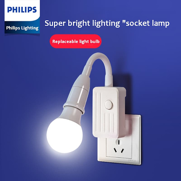 Philips LED-lampa för hushållsbruk med strömbrytare, superljusstark och energibesparande vägglampa