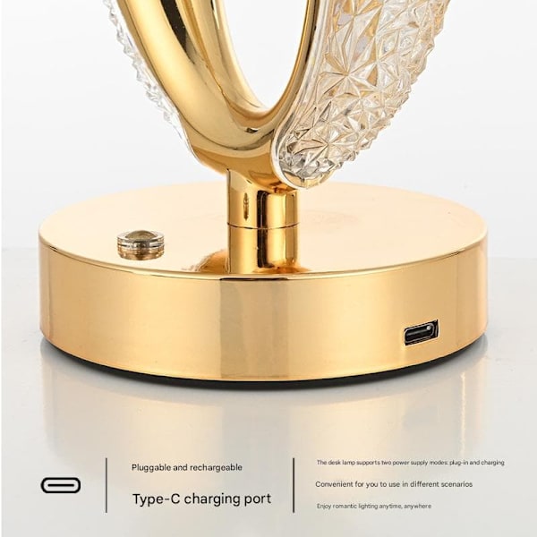 Luksus Krystal Kvalitet Guld Oval-formet Bordlampe - Hyggelig Hjem Indretning Natlampe