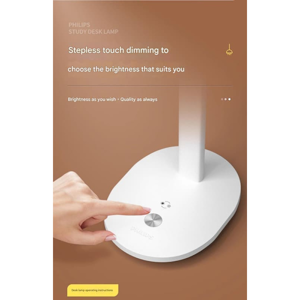 Philips kølig og konstant lysstærk LED-touch-bordlampe til studier, læsning, arbejde og soveværelse