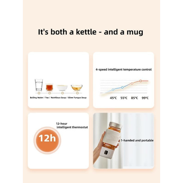 Philips AWP2776 kannettava vedenkeitinmuki -4000 ml matkatermospullo lämpötilan säädöllä