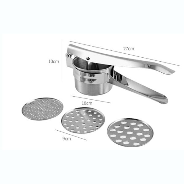Potatispress i rostfritt stål Spaetzle-press Pastapress med 3 perforerade insatser