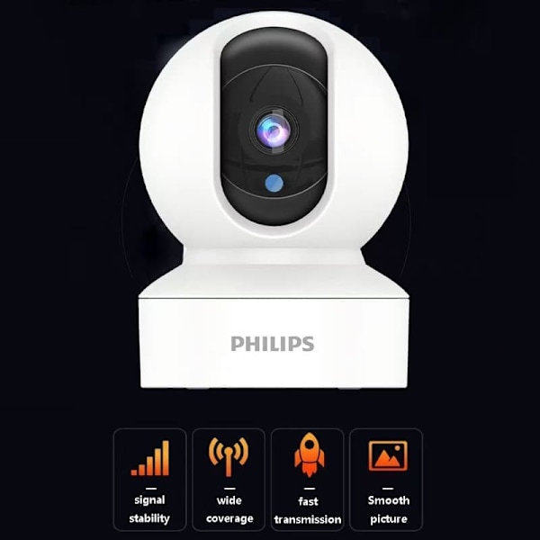 Philips TAI6000W/93 5 Megapixel Smart WiFi Säkerhetskamera - 360°, Nattseende, 2-vägs samtal - Minneskort ingår ej