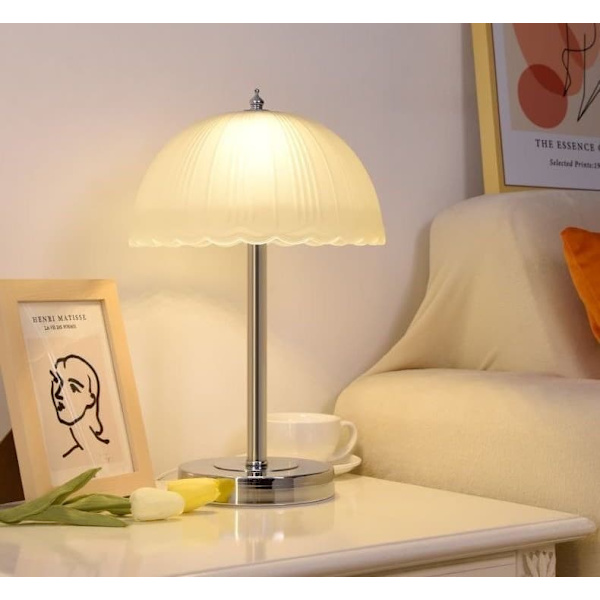 Gulvlampe med retro glas lampeskærm