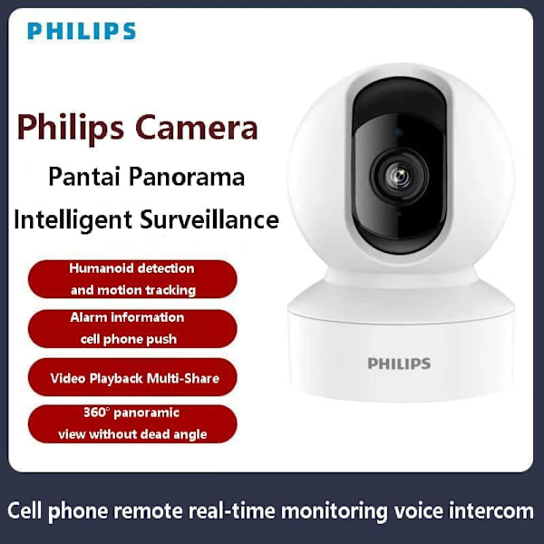 Philips TAI6000W/93 5 Megapixel Smart WiFi Säkerhetskamera - 360°, Nattseende, 2-vägs samtal - Minneskort ingår ej
