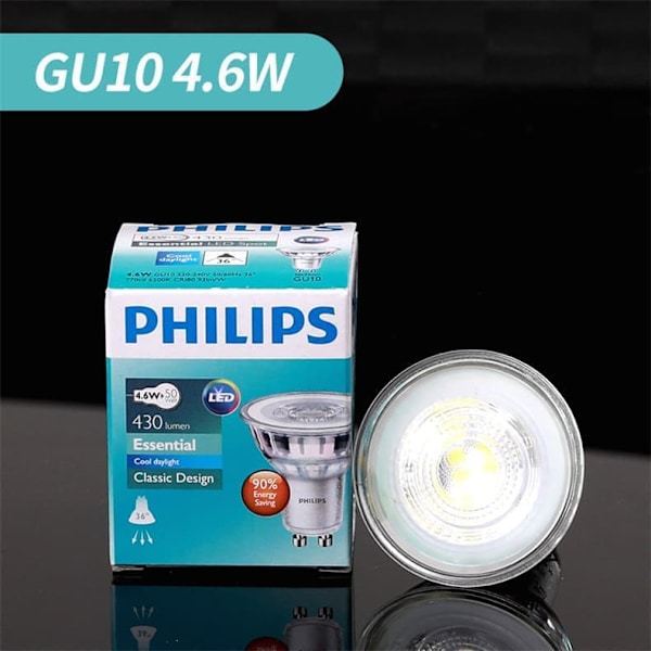 Philips LED Classic GU10 Warm Light 1 stk (6,2 W), dæmpbar LED-forlygte, varm hvid, dæmpbar varm lampe
