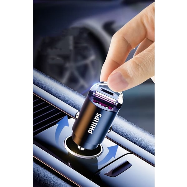 Philips mini-biloplader med to porte, hurtig opladning og nyd bilturen