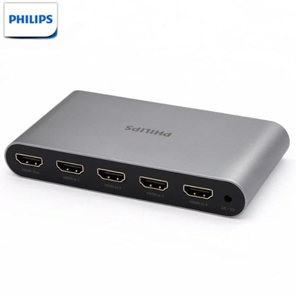 Philips HDMI Switcher Quad Input/Output 4K@60Hz HD 3D -videonäytön jakamiskytkin