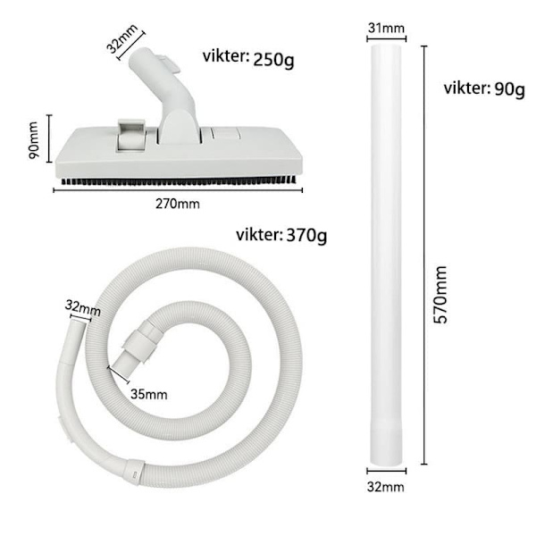Philips Støvsuger Tilbehør FC8088 / 8089 / 8082 / 5125 / 5126 Lige Adapter