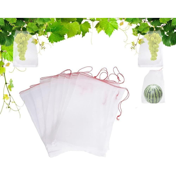100 Uds. Bolsa de protección para plantas y frutas de jardín bolsa de red con cordón insectos plagas de mosquitos pájaros bolsas protectoras para jard