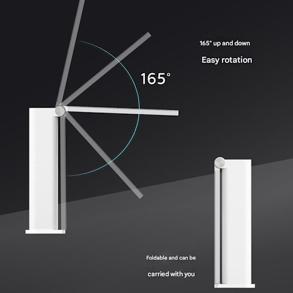 Philips foldbar bærbar skrivebordslampe, genopladelig og indbygget LED-øjenbeskyttelseslampe