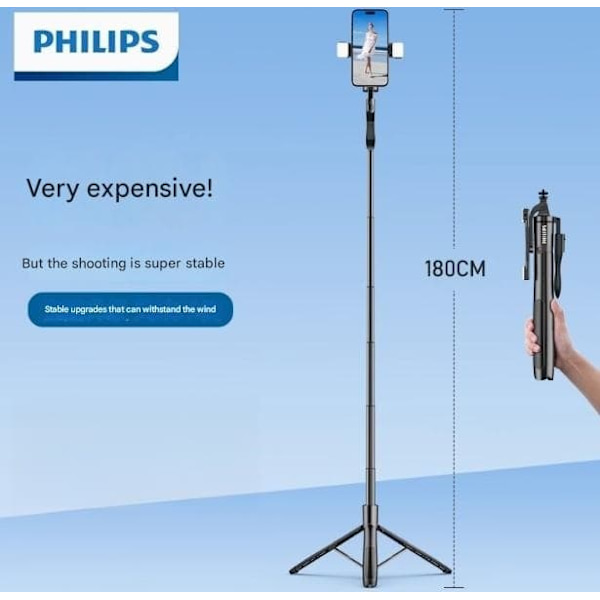 Philips Mobiltelefonhållare golv fotografi stativ selfie stick utomhus resa bärbar