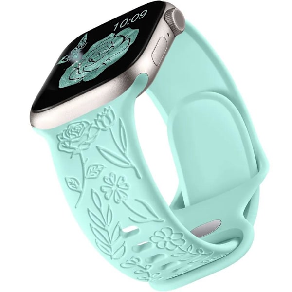 Apple Watch kompatibelt Armband Engrave MINTGRÖN 42/44/45/49 mm Ljusgrön one size