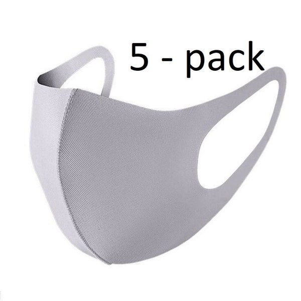 5-pack Munskydd Ansiktsmask tvättbar mask GRÅ