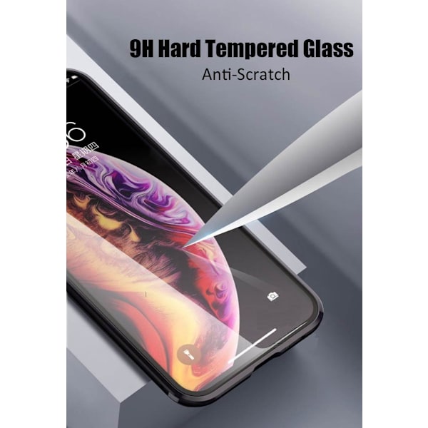 iPhone 11 Pro MAX  Magnetiskt skal Härdat glas 360° skydd BLÅ