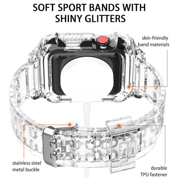 Apple Watch kompatibelt Armband TPU  TRANSPARENT 38/40/41 mm Transparent one size