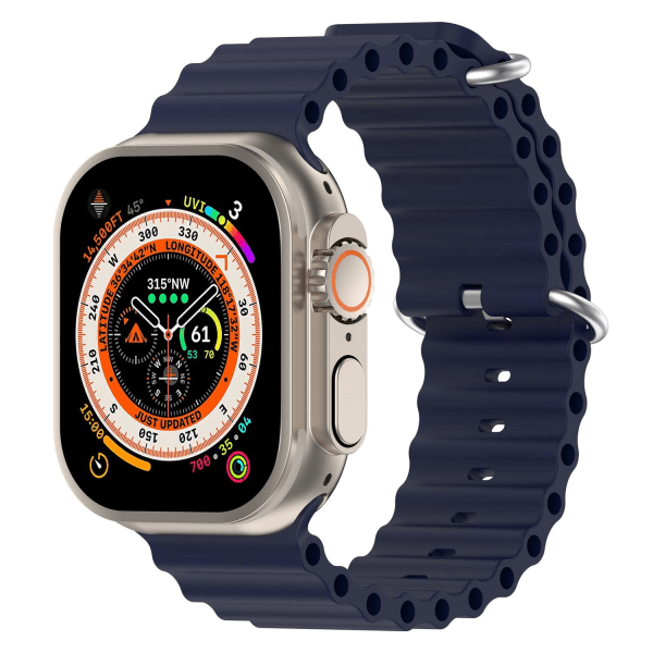 Apple Watch kompatibelt Wave Armband Silikon BLÅ 42/44/45/49 mm Mörkblå