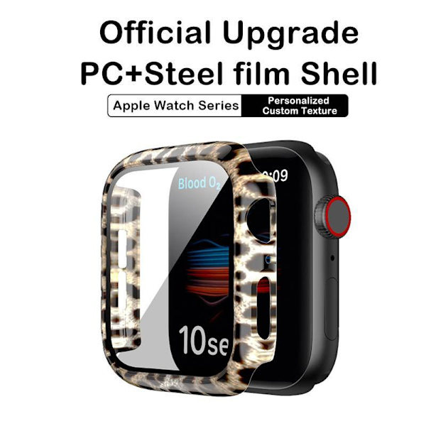 Heltäckande Skal till Apple Watch 1/2/3 Härdat glas 42mm  LEOPARD Black