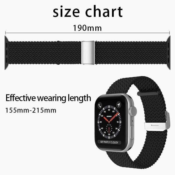 Apple Watch kompatibelt Armband Elastiskt GUL/VIT  42/44/45 mm Gul one size