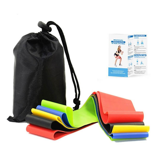 Träningsband motståndsband 5-pack m instruktioner yoga