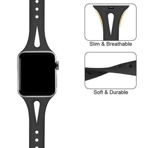 Apple Watch kompatibelt Armband Silikon TWO Svart/Grå 38/40/41 m Black L