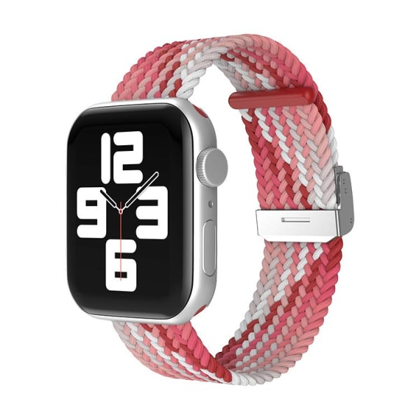 Apple Watch-kompatibelt armbånd Elastik PINK / HVID 42/44/45 mm Pink one  size 0e91 | Pink | one size | Fyndiq